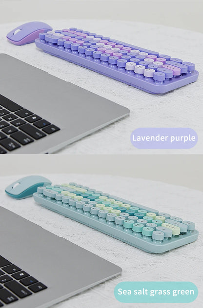 MOFII Wireless Keyboard and Mouse, Cute Colorful 68 Round Keycap Compact Keyboard for Computer, Computer, Desktop, Laptop