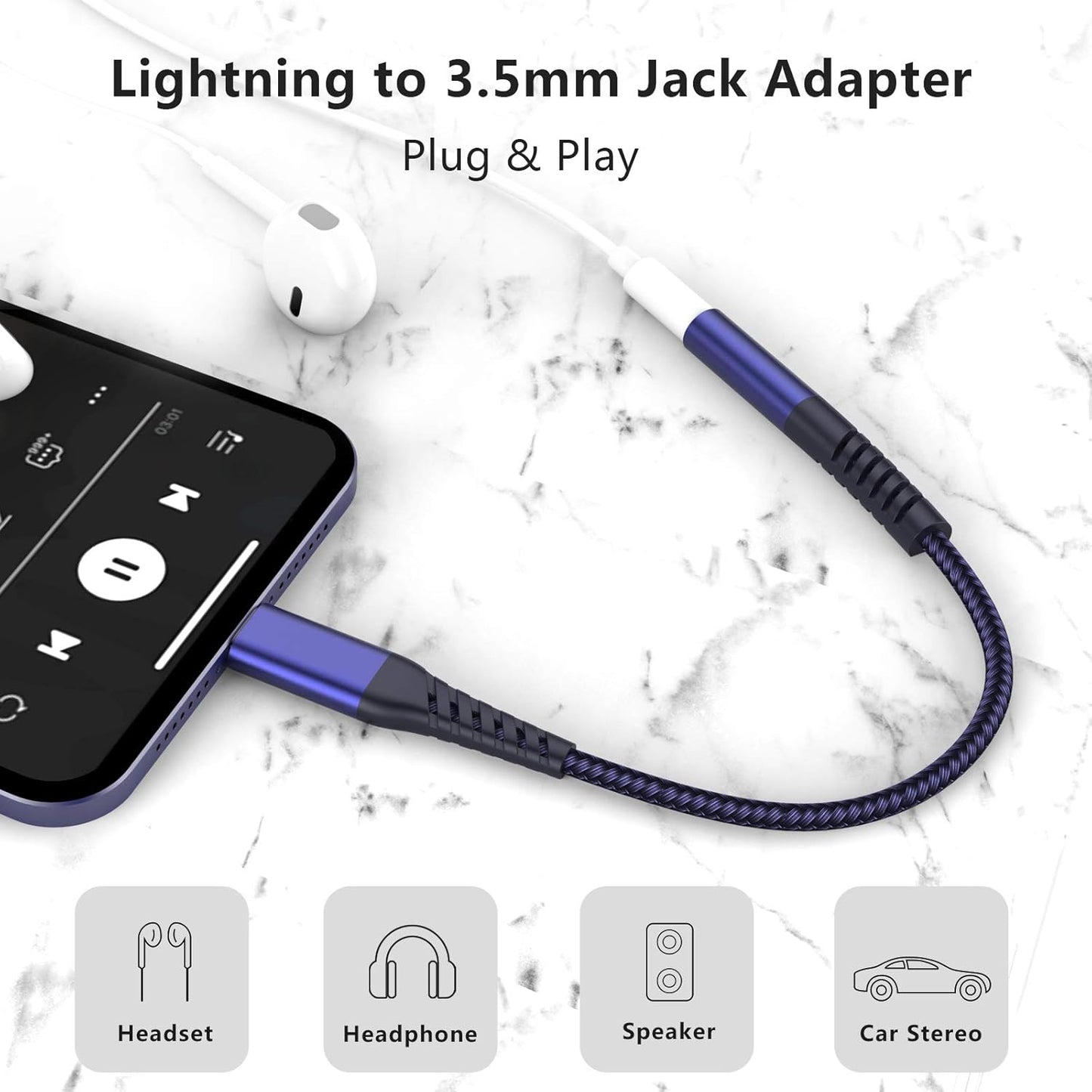 Headphone Jack Adapter for Iphone [Apple Mfi Certified] Lightning to 3.5Mm Headphone Adapter Earbuds Audio Converter Compatible for Iphone 13/13 Pro Max/12/12 Pro Max/11/11 Pro/Se/X XR XS 8P 7