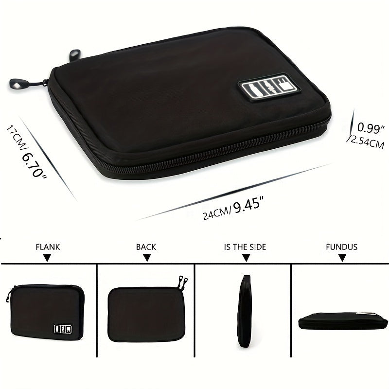 Electronics Accessories Organizer Bag,Portable Tech Gear Phone Accessories Storage Carrying Travel Case Bag, Headphone Earphone Cable Organizer Bag (M, Black)