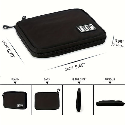 Electronics Accessories Organizer Bag,Portable Tech Gear Phone Accessories Storage Carrying Travel Case Bag, Headphone Earphone Cable Organizer Bag (M, Black)