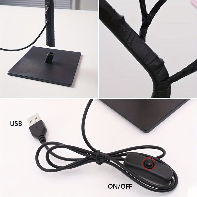 Shenzhi Tech USB-Powered LED Rose Tree Lamp with Flower - Plug-in Night Light Suitable for Home, Desk Decor, Bedside, for &, USB Operation (No)