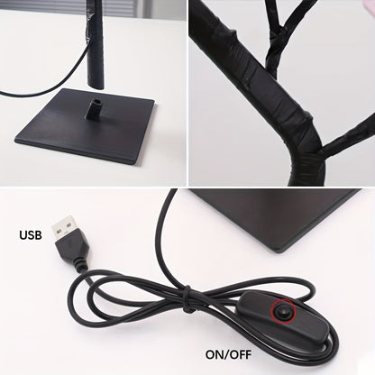 Shenzhi Tech USB-Powered LED Rose Tree Lamp with Flower - Plug-in Night Light Suitable for Home, Desk Decor, Bedside, for &, USB Operation (No)