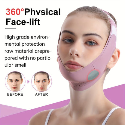 Graphene Technology Breathable Facial Lifting Strap, Double Tightening V-Face Shaping Mask, Physical Double Chin Reducer, Reusable, Portable for Home Use, Same As Used in Beauty Salons