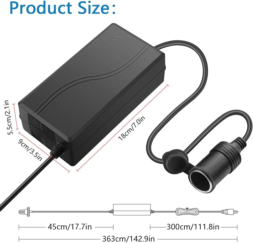 AC to DC Converter Adapter 110V to 12V Converter 180W 15A Car Cigarette Lighter Socket 100~240V AC to DC 12 Volt 15A 12A Power Supply Transformer for Car Vacuum Cleaner Refrigerator Inflator