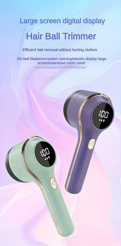 1set, Fabric Shaver, Electric Lint Remover, USB Rechargeable Sweater Shaver, Power Lint Shaver, LED Display, Fuzz Remover, Pilling Remover, Portable Hairball Trimmer For Clothes, Bedding, Furniture, Carpet, Sofa, Cleaning Sup