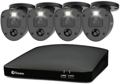 1080P Video 8 Channel DVR Security Camera System, 1TB Hard Drive, 4 Indoor/Outdoor Cameras with Audio, Wired CCTV Home Surveillance, Color Night Vision, force LED Lights & Sirens, 846804SLB