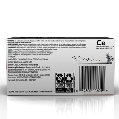 MAX C Batteries (8 Pack), C Cell Alkaline Batteries