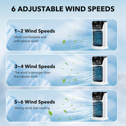 Portable 3-in-1 Air Conditioner, Humidifier & Fan - USB-Powered Cooler with Digital Display, Sleek White Design for Home & Office, Evaporative Cooling Technology, Compact & Lightweight, Portable Air Conditioner, Home Cooling
