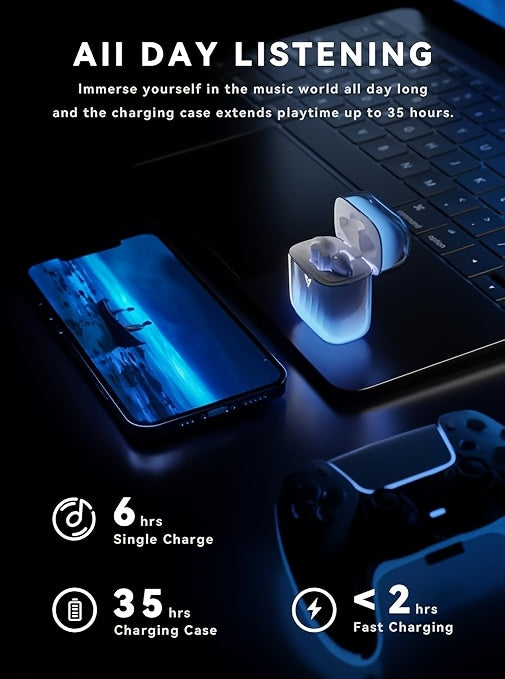 LIUP Pods Wireless Earbuds with Luminous Sand, AI Noise Cancellation & Bluetooth 5.4, Featuring 13mm Dynamic Driver for Trendy Tech Enthusiasts In Commute & Audio Scenarios, Auriculares Bluetooth with Dual-Device Connection &