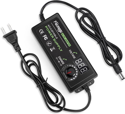 3V-12V 5A 60W Adjustable Power Supply with LED Display, Variable DC 3V 5V 6V 9V 12V Universal AC/DC Adapter, 100V-240V AC to DC 3-12V Switching Power Converter Multi-Voltage Regulated Adaptor