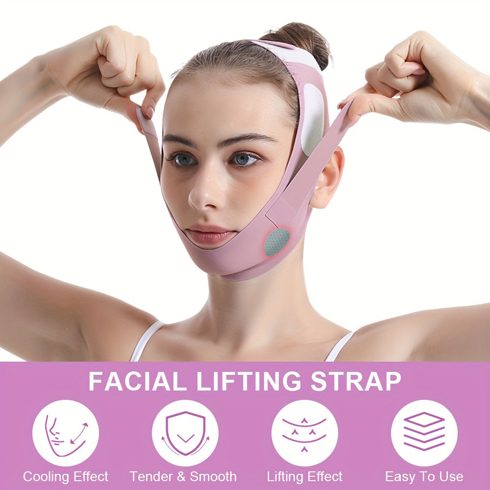 Graphene Technology Breathable Facial Lifting Strap, Double Tightening V-Face Shaping Mask, Physical Double Chin Reducer, Reusable, Portable for Home Use, Same As Used in Beauty Salons
