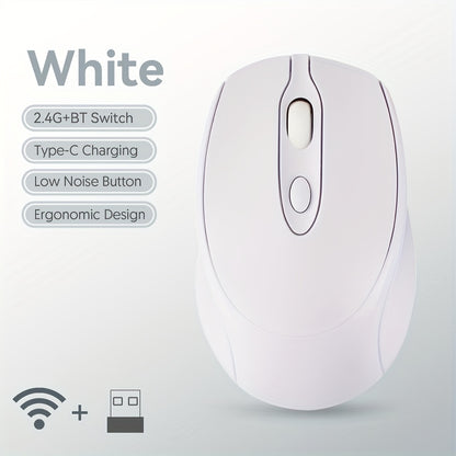 [Wireless Silent Mouse] Wireless Silent Mouse | Ambidextrous Dual-Mode Ergonomic Type-C Rechargeable for Office/Home Use with Tablet/Laptop/Desktop Connectivity, Portable, Compact, Durable Build, Tech Enthusiasts