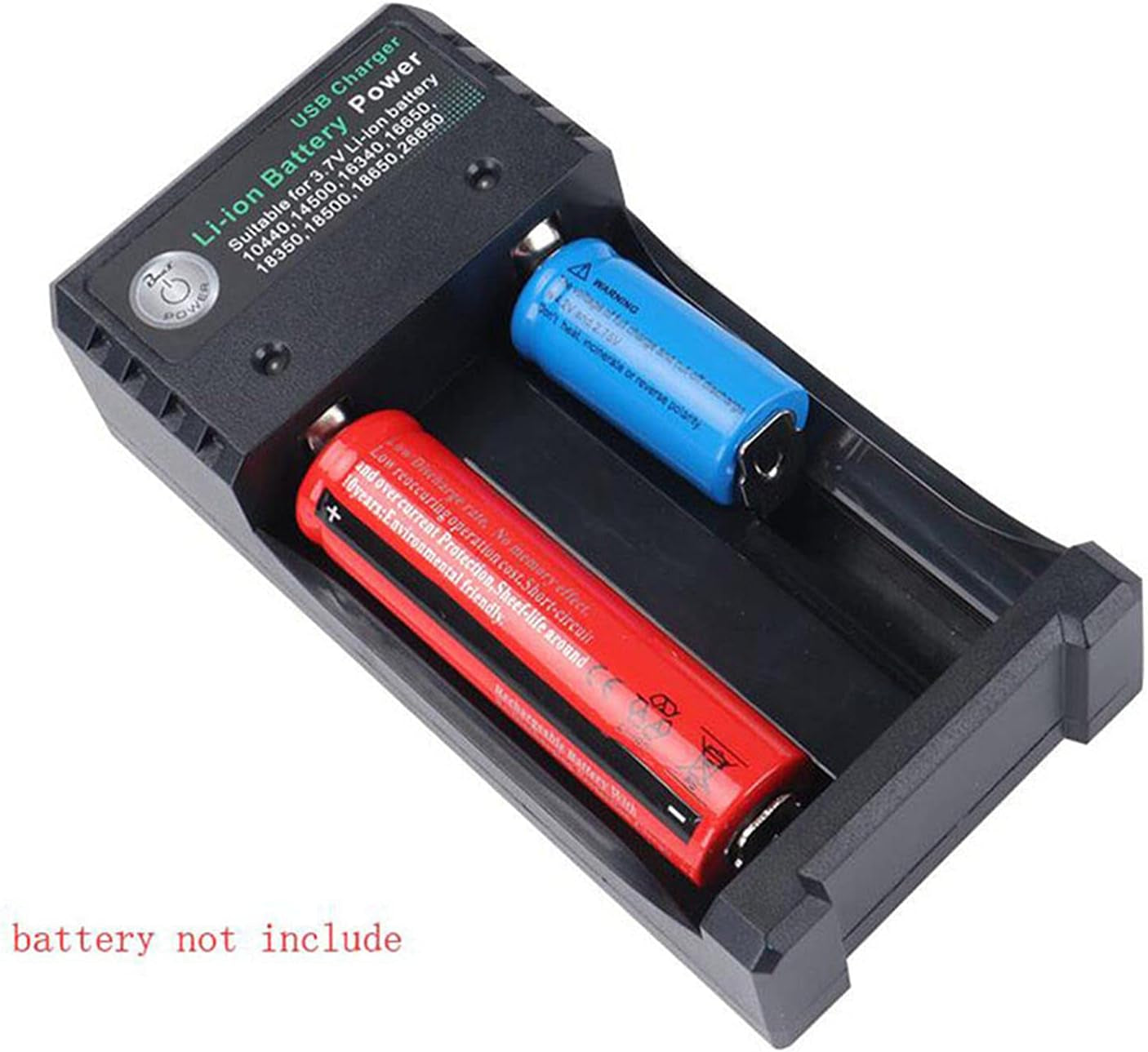 18650 Battery Chargers, Universial Charger 2 Slots, USB Charging, DC5V 1-2A, 2 Bay Chargers for Li-Ion 10440 14500 16340 18350 26650 Lithium Ion Batteries (2 Slot)