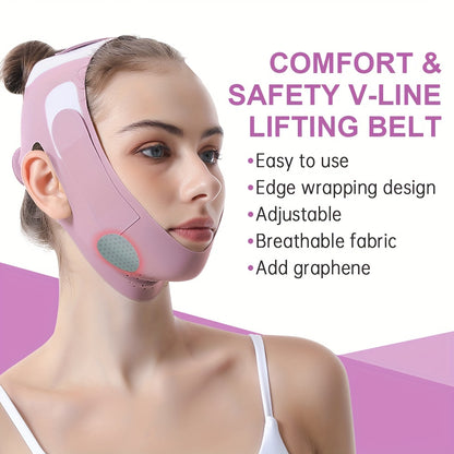 Graphene Technology Breathable Facial Lifting Strap, Double Tightening V-Face Shaping Mask, Physical Double Chin Reducer, Reusable, Portable for Home Use, Same As Used in Beauty Salons