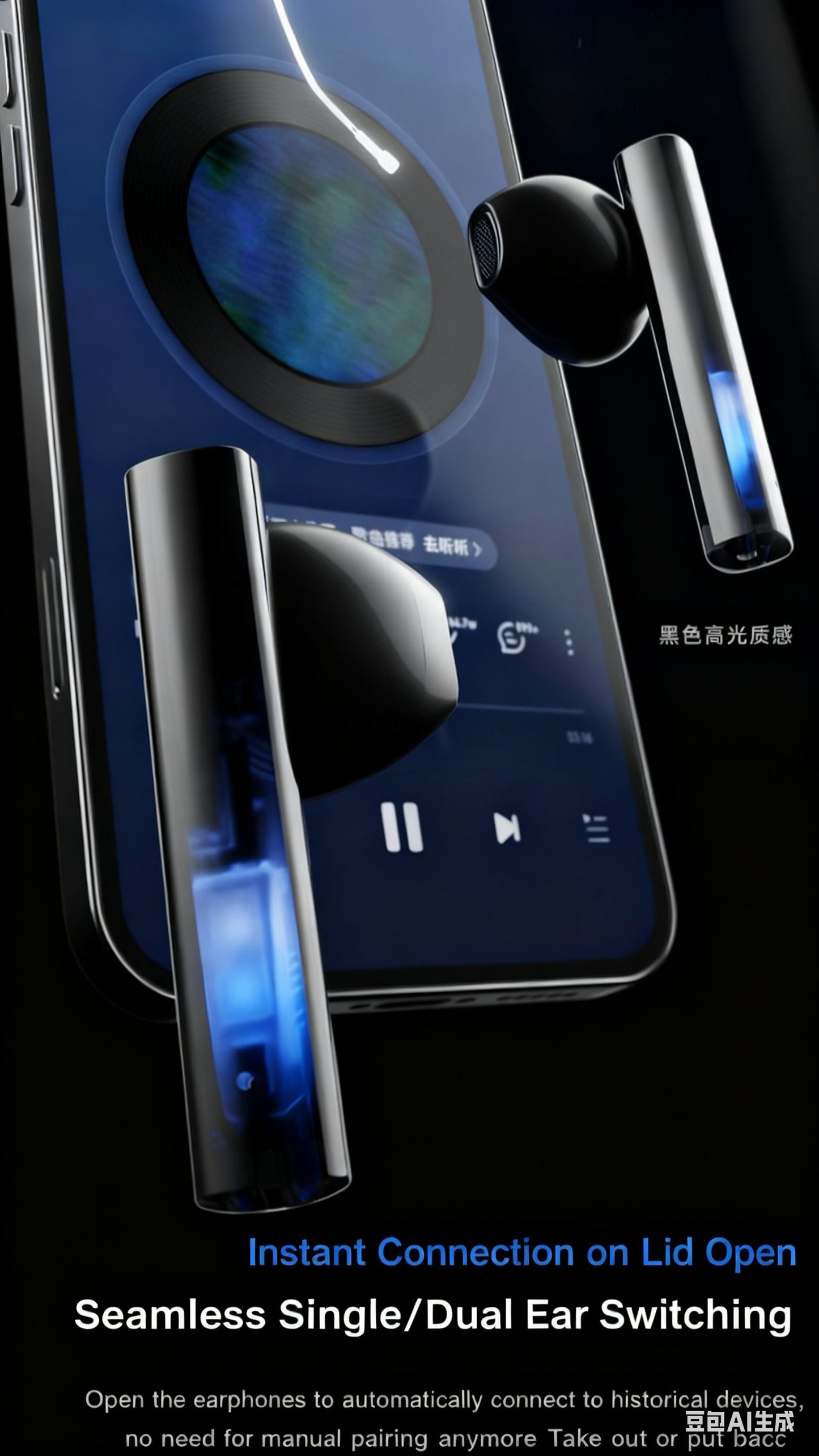 LIUP Pods Wireless Earbuds with Luminous Sand, AI Noise Cancellation & Bluetooth 5.4, Featuring 13mm Dynamic Driver for Trendy Tech Enthusiasts In Commute & Audio Scenarios, Auriculares Bluetooth with Dual-Device Connection &