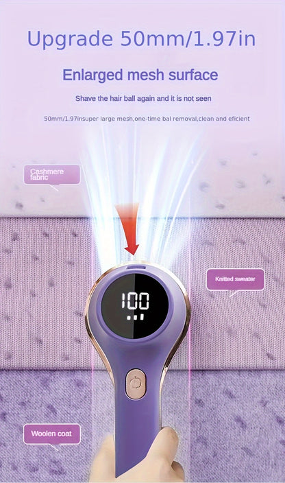 1set, Fabric Shaver, Electric Lint Remover, USB Rechargeable Sweater Shaver, Power Lint Shaver, LED Display, Fuzz Remover, Pilling Remover, Portable Hairball Trimmer For Clothes, Bedding, Furniture, Carpet, Sofa, Cleaning Sup