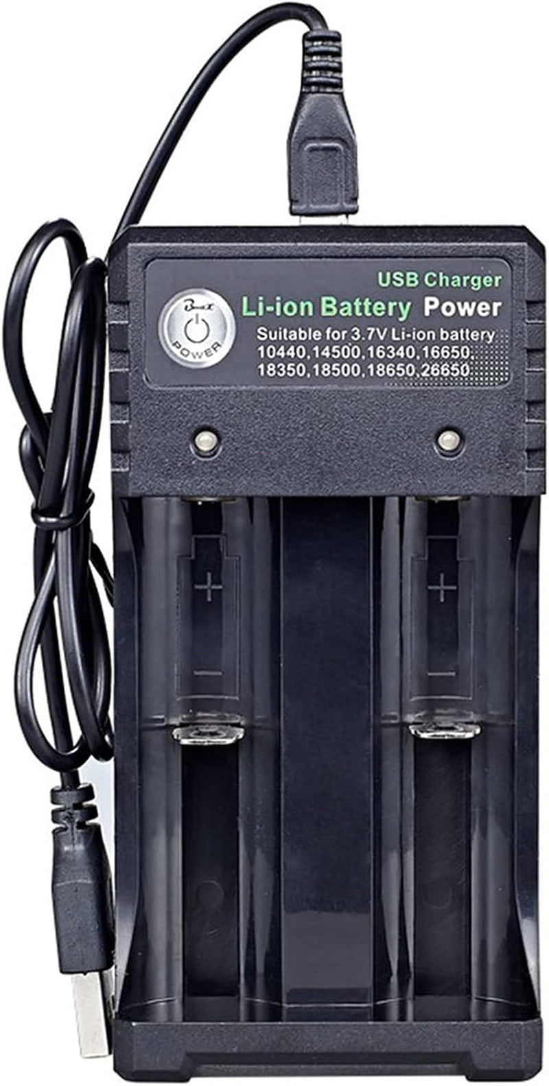 18650 Battery Chargers, Universial Charger 2 Slots, USB Charging, DC5V 1-2A, 2 Bay Chargers for Li-Ion 10440 14500 16340 18350 26650 Lithium Ion Batteries (2 Slot)
