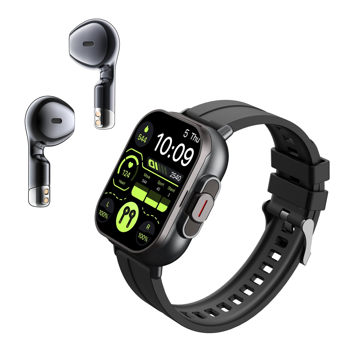 Smart Watch Pro - High-Tech Double Explicit Display, Electronic Movement, Rechargeable Lithium Battery, Water-Resistant PC Case, Silicone and Stainless Steel Band, Wireless Connectivity for Fitness Tracking and Notifications