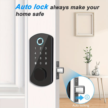 Smart Door Lock - Fingerprint Door Lock - Tech Home - 5-in-1 Smart Door Lock (Fingerprint/IC Card/Passcode/APP/Key) - Simple Installation, Even Beginners Can Complete Independently - Suitable for Homes/Hotels/Rental Apartment