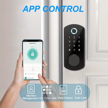 Smart Door Lock - Fingerprint Door Lock - Tech Home - 5-in-1 Smart Door Lock (Fingerprint/IC Card/Passcode/APP/Key) - Simple Installation, Even Beginners Can Complete Independently - Suitable for Homes/Hotels/Rental Apartment