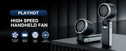 12-Hour Long-Lasting Turbo Handheld Fan - 5 Gear Wind Speed, Battery Operated, 3-IN-1 Air Turbo Tech Cooling Fan with LED Light, Compact Design for Outdoor Activities, Travel, Working, and Daily Use