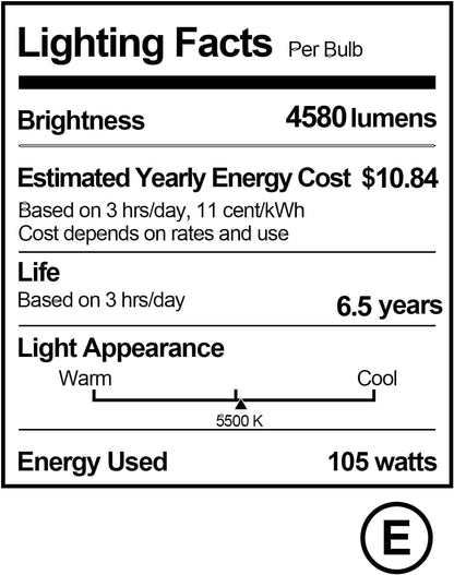 Full Spectrum Light Bulb, 105W Spiral CFL 5500K Daylight for Softbox Lighting Kit, Replacement Lamp for Photography Photo Video Studio, Household Use, Portrait Shooting -1PACK