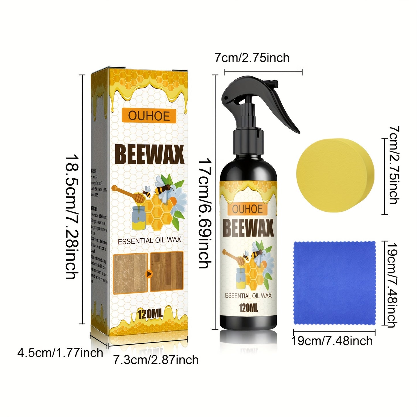 1set Furniture beeswax Spray set, beeswax spray for wood floor and furniture maintenance, polishing, waterproof, dry, crack, scratch repair, refurbished wax, cleaning supplies, household gadgets