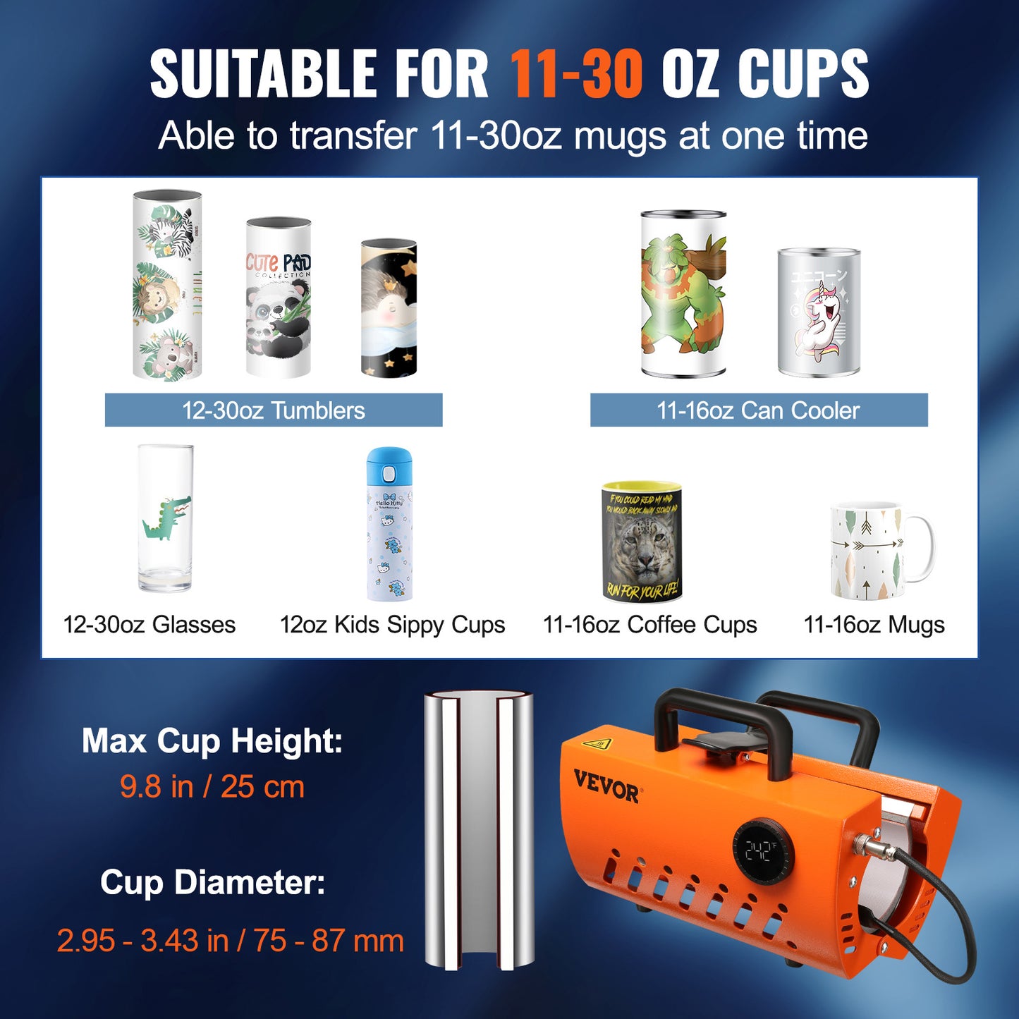 SucceBuy 11-15oz 30oz Mug Heat Press Mini Gift Ceramic Cup Presser Tumbler DIY Handheld Sublimation Blanks Auto Printing Machine